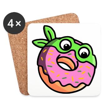 Cute Ninja Donut Fun Cartoon - Coasters (set of 4) - white - Front