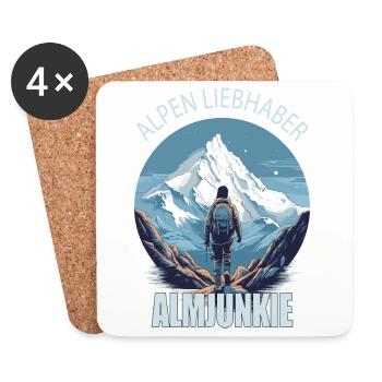 Alpen Liebhaber - Almjunkie - Untersetzer (4er-Set) - Weiß - Vorne
