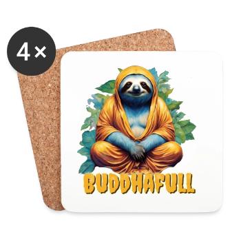 Bouddha Yoga Paresseux Humour Dieu Paresseux Nerd Sommeil - Dessous de verre (lot de 4) - blanc - Devant
