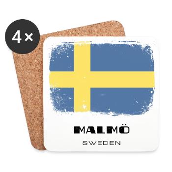 Malmö /// Sweden /// Sverige /// Schweden - Untersetzer (4er-Set) - Weiß - Vorne