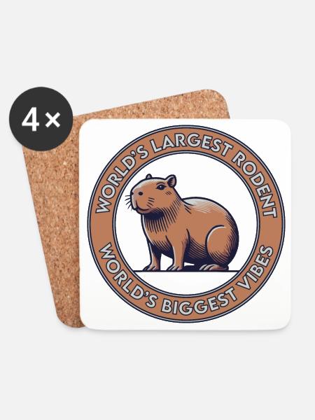 World's Largest Rodent, World's Biggest Vibes - Coasters (set of 4) - white