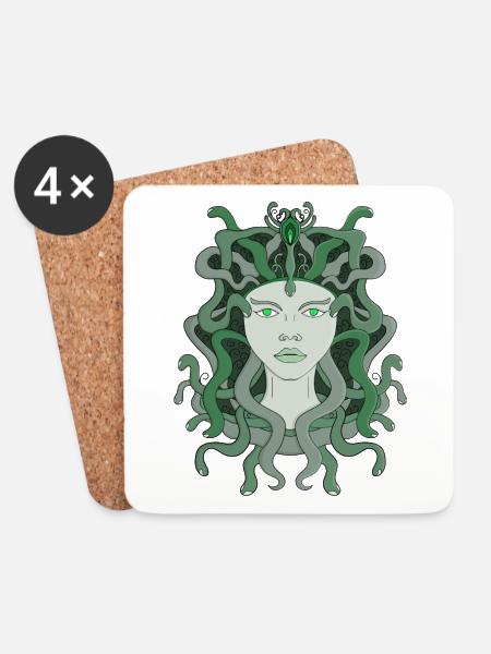 Medusa Gorgo Schlange Gorgonenmonster Griechische Mythologie - Untersetzer (4er-Set) - Weiß