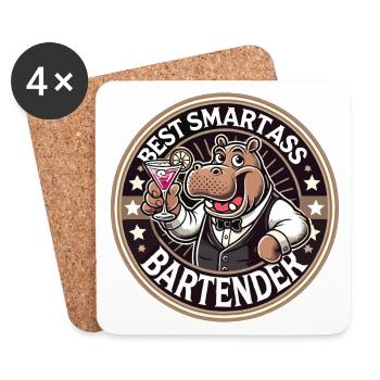 Barkeeper Barmann Nilpferd Flusspferd Geschenk - Untersetzer (4er-Set) - Weiß - Vorne