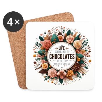 La vie est comme une boîte de chocolats On ne sait jamais quoi - Dessous de verre (lot de 4) - blanc - Devant
