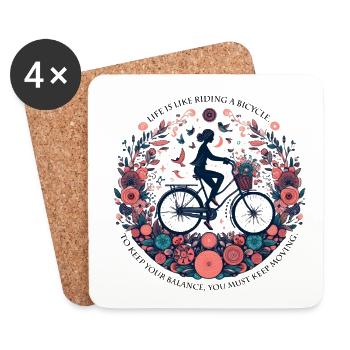 La vie, c’est comme faire du vélo. Pour garder votre équilibre - Dessous de verre (lot de 4) - blanc - Devant