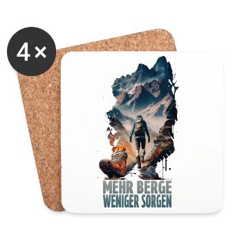 Mehr Berge - Weniger Sorgen - Untersetzer (4er-Set) - Weiß - Vorne