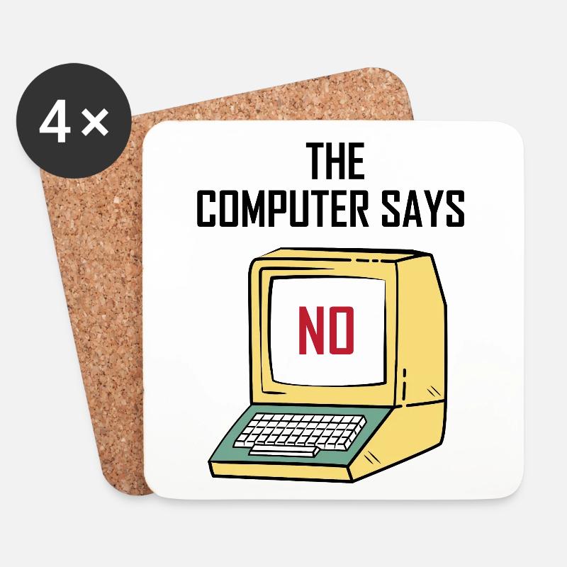 Computer Says No - Lustiges Geschenk für Geeks - Untersetzer (4er-Set) - Weiß