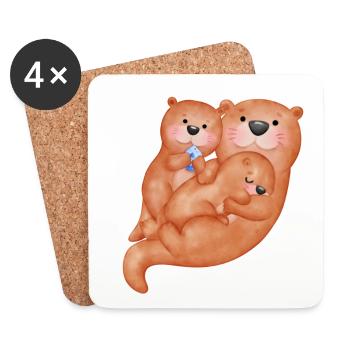 Cute otter family - Coasters (set of 4) - white - Front