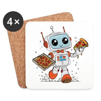PizzaRobot – Multitasking Robot Delivering Pizza - Coasters (set of 4) - white - Front