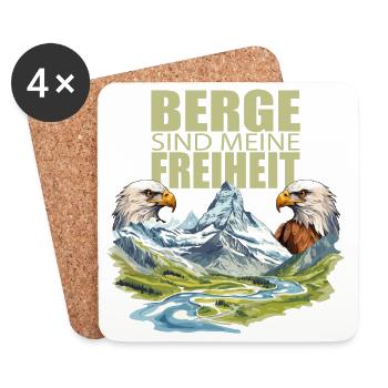 Berge sind meine Freiheit - Untersetzer (4er-Set) - Weiß - Vorne