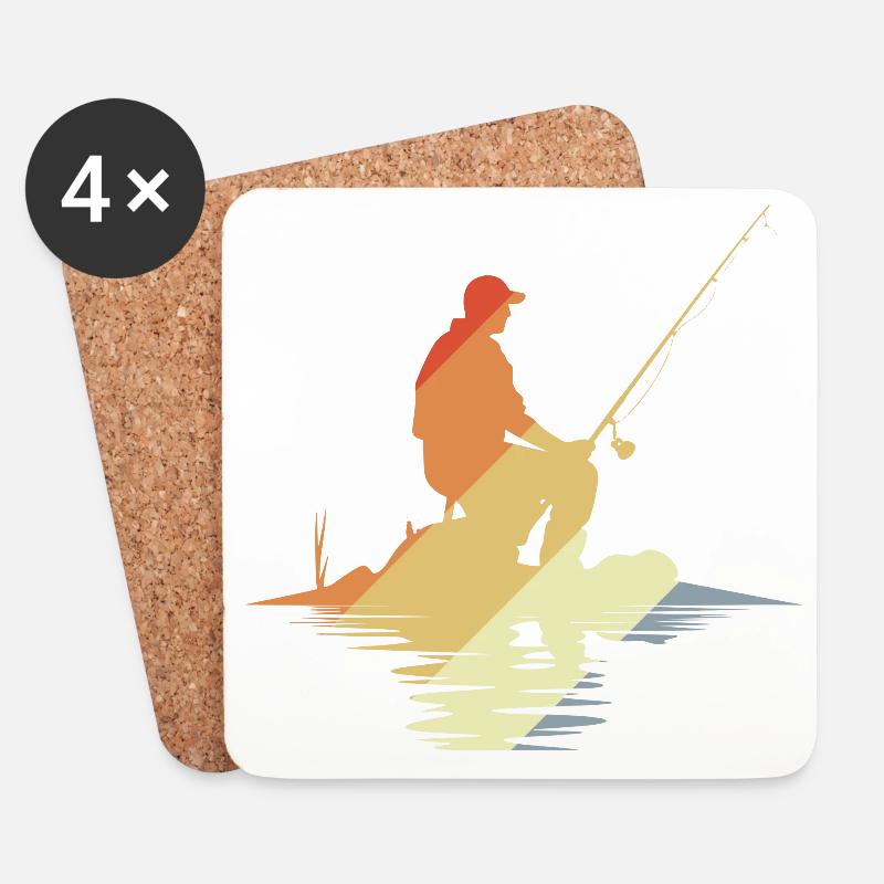 Angler Vintage Look - Untersetzer (4er-Set) - Weiß