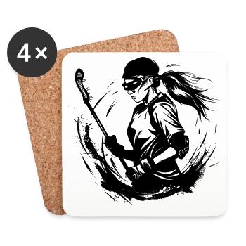 Joueur de crosse - Dessous de verre (lot de 4) - blanc - Devant