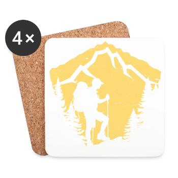 Bergwanderung Silhouette Design - Untersetzer (4er-Set) - Weiß - Vorne