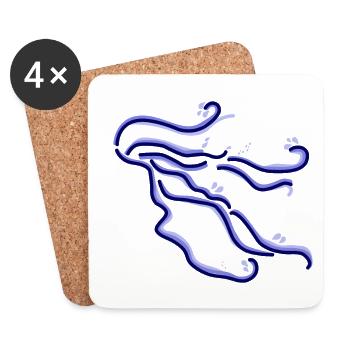 Buckelwal Frau Silhouette Haare handgezeichnet - Untersetzer (4er-Set) - Weiß - Vorne