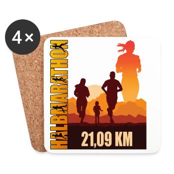 21.09 KM - Halbmarathon - Untersetzer (4er-Set) - Weiß - Vorne