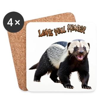 Honey Badger - Honigdachs - Untersetzer (4er-Set) - Weiß - Vorne