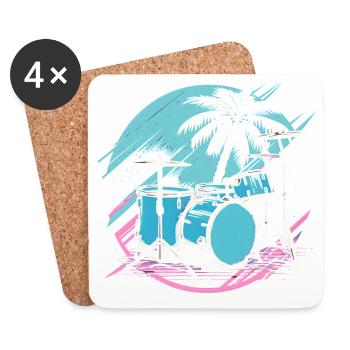 Drums 90s Look - Coasters (set of 4) - white - Front