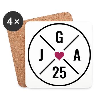 JGA 25 Herz - Junggesellenabschied 2025 - JGA 2025 - Untersetzer (4er-Set) - Weiß - Vorne