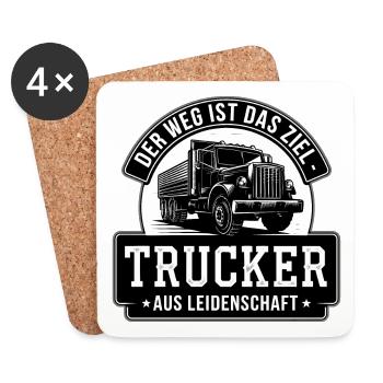 Trucker Leidenschaft-Der Weg ist das Ziel - Untersetzer (4er-Set) - Weiß - Vorne