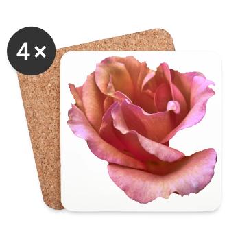 Zarte Rosenblüte Pastellrosa - Untersetzer (4er-Set) - Weiß - Vorne