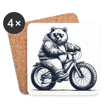 Fatbike Bear Mountain Bike Thick Tire Gift - Coasters (set of 4) - white - Front