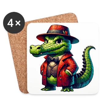 Crocodile Russe en Russe Crocodiles Russes - Dessous de verre (lot de 4) - blanc - Devant