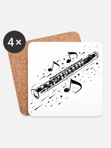Musique de flûte - Dessous de verre (lot de 4) - blanc