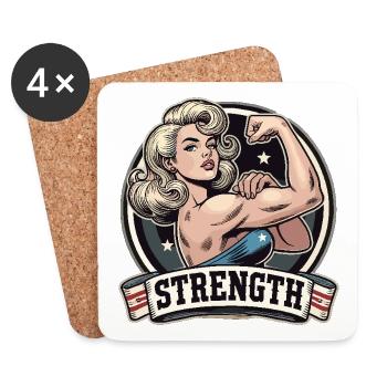 Strength Strong Woman Stretches Arm Blonde Gift - Coasters (set of 4) - white - Front