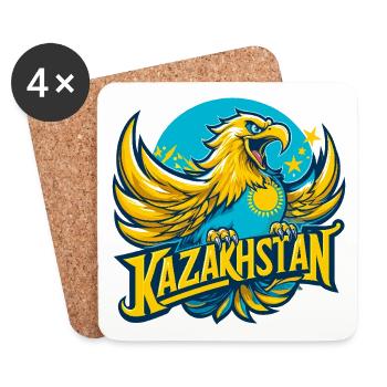 Kazakhstan aigle soleil drapeau drapeau cadeau - Dessous de verre (lot de 4) - blanc - Devant