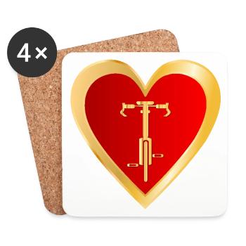 BIKE LOVE CYCLISTE COEUR - Dessous de verre (lot de 4) - blanc - Devant