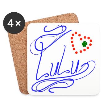 Lulu avec cœur et trèfle - Dessous de verre (lot de 4) - blanc - Devant