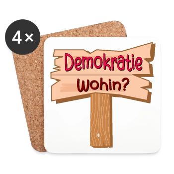 DEMOKRATIE PFAD - Untersetzer (4er-Set) - Weiß - Vorne