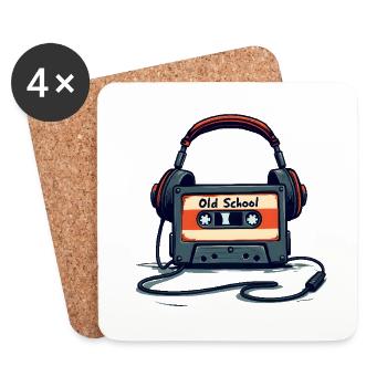 Retro cassette player with headphones - Coasters (set of 4) - white - Front
