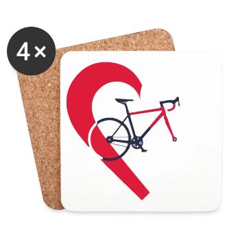 J’aime mon vélo - Vélo et cœur - Dessous de verre (lot de 4) - blanc - Devant