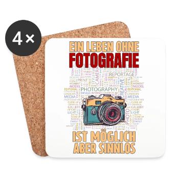Ein Leben ohne Fotografie ist möglich aber Sinnlos - Untersetzer (4er-Set) - Weiß - Vorne