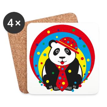 Fasching Panda mit Hut und Krawatte. - Untersetzer (4er-Set) - Weiß - Vorne