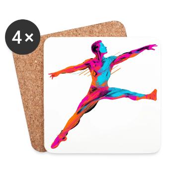 Danseur de ballet masculin Synthwave - Dessous de verre (lot de 4) - blanc - Devant