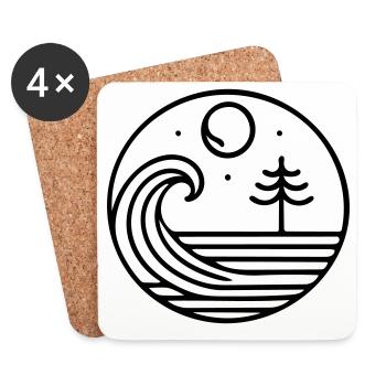 Natur im Einklang – Welle und Mond im Kreislauf - Untersetzer (4er-Set) - Weiß - Vorne