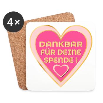 SPENDERIN DANKBARKEIT - SPENDE HERZ - Untersetzer (4er-Set) - Weiß - Vorne