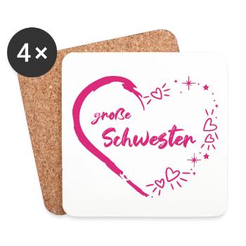 große Schwester rosa pink Herz - Untersetzer (4er-Set) - Weiß - Vorne