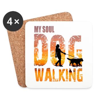 My Soul Dog - Dog Walking - Coasters (set of 4) - white - Front