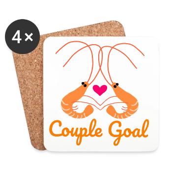 Couple Goal Shrimp Romantic Love Valentine's Day - Coasters (set of 4) - white - Front