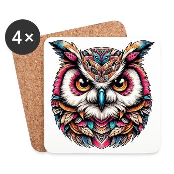 Owl - Coasters (set of 4) - white - Front