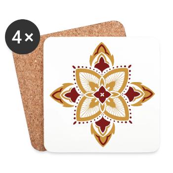 oriental pattern morocco gold red - Coasters (set of 4) - white - Front
