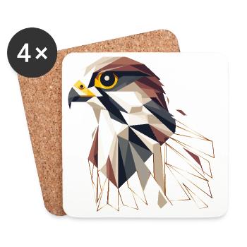 Geometric falcon – elegance and precision - Coasters (set of 4) - white - Front