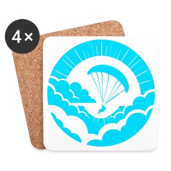 Parapente au-dessus des nuages - Dessous de verre (lot de 4) - blanc - Devant
