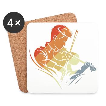 Retro Violinist - Coasters (set of 4) - white - Front