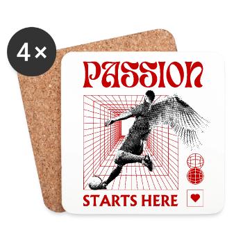 La passion commence ici – Le football dans le rétro-futurisme - Dessous de verre (lot de 4) - blanc - Devant