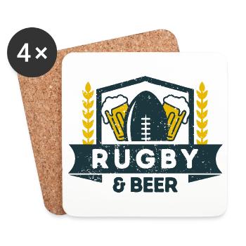 Rugby & Beer – Perfekte Kombination für Fans - Untersetzer (4er-Set) - Weiß - Vorne