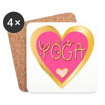 YOGA FITNESS HEART - Coasters (set of 4) - white - Front